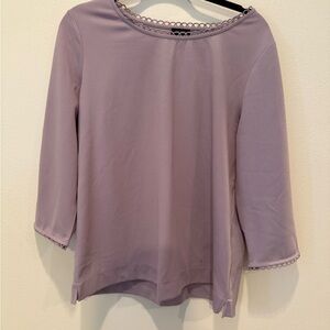 Ann Taylor Lilac Blouse with Trim Detail